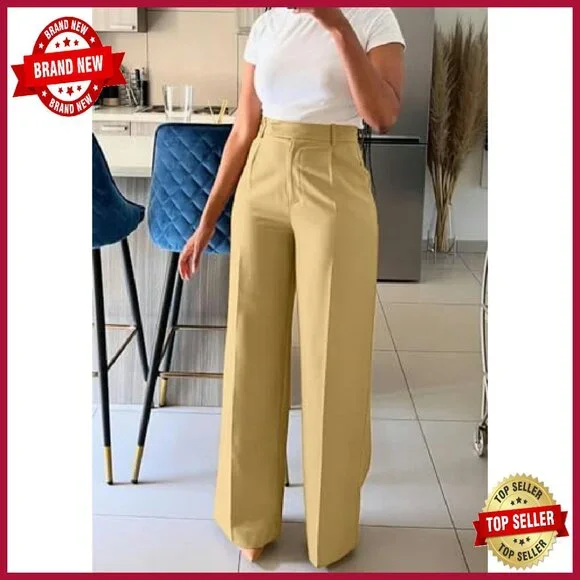 High Waisted Wide Leg Dress Pants Business Slacks Straight Leg Work - Picture 5 of 8